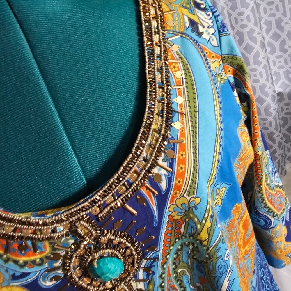 Joyous & Free Beaded Boho Dress – Size XL - Picture 4 of 11